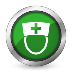 Fototapeta premium nurse green icon hospital sign