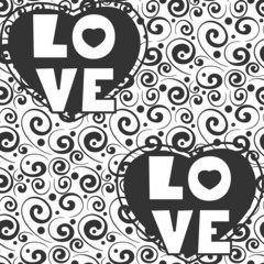 love words and hearts.Seamless pattern vector