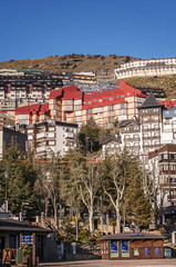 Fototapeta na wymiar Sierra Nevada, Granada, Spain - May 5, 2014. The ski resort of S