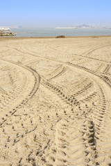 Tracks left by a tractor