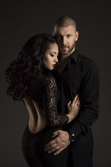 Couple Man and Woman in Love, Fashion Beauty black Portrait