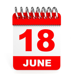 Calendar on white background. 18 June.