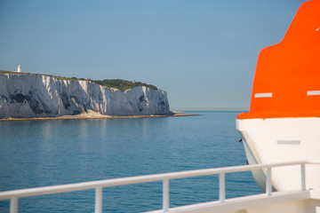 Lifeboat on the ship in britsh channel