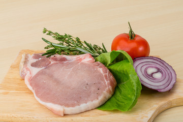 Raw pork steak