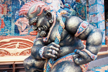 Sculpture of mythical creatures in temple Ban Rai, Thailand