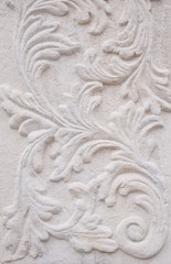 White thai art stucco wall, temple