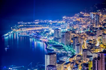 Keuken foto achterwand Stad aan het water Nacht uitzicht op Monaco vanaf de berg