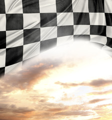 Checkered flag in sky