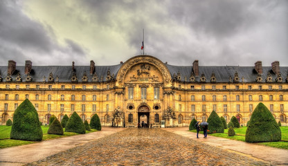 Facade of Les Invalides in Paris, France