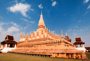 Golden pagada in temple Pha That Luang, Vientiane, Laos