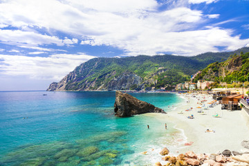 Monterosso al mare (Cinque terre) - scenic Ligurian coast, Italy - obrazy, fototapety, plakaty