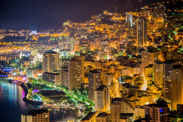 Night view of Monaco from mountain