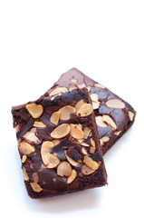 Chocolate brownie portions with almond slice