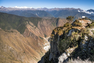 View atop of Machu Picchu Mountain peak