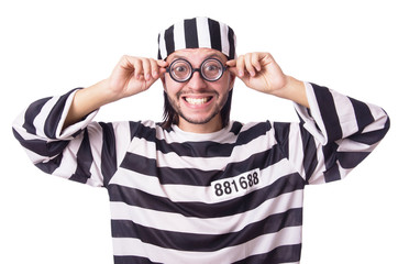 Prison inmate isolated on the white background