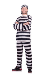 Prison inmate isolated on the white background