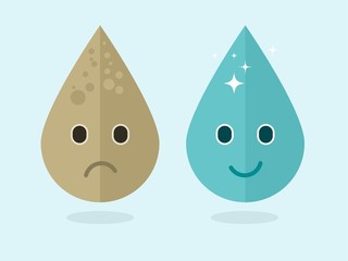 vector modern concept illustration of dirty and clean water drop - 79199338