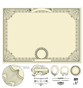 blank certificate background with delicate guilloche border