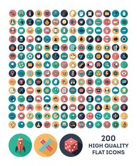 set of 200 high quality vector flat icons - 79199578