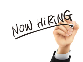 now hiring written by 3d hand