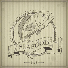 retro seafood menu design