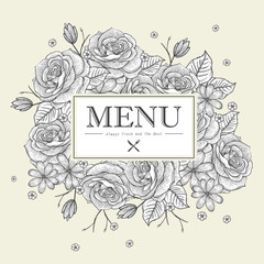 graceful restaurant menu design with roses