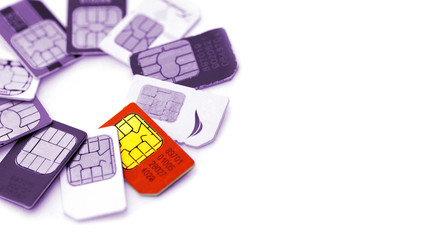 Colorful sim card on a white background