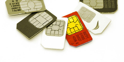 Colorful sim card on a white background