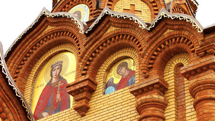 Obraz premium Detail of the facade of a wooden church