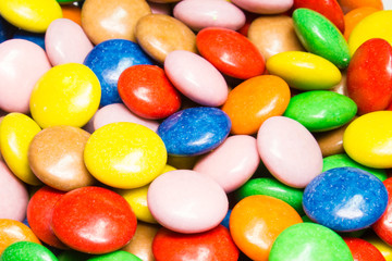 Fototapeta na wymiar Colorful close up of chocolate candy.