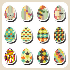 easter eggs retro pattern set