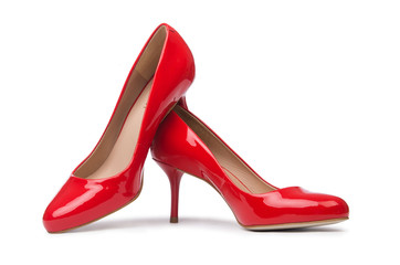 Red woman shoes isolated on the white background