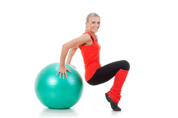 Fitness series: woman and exercise ball