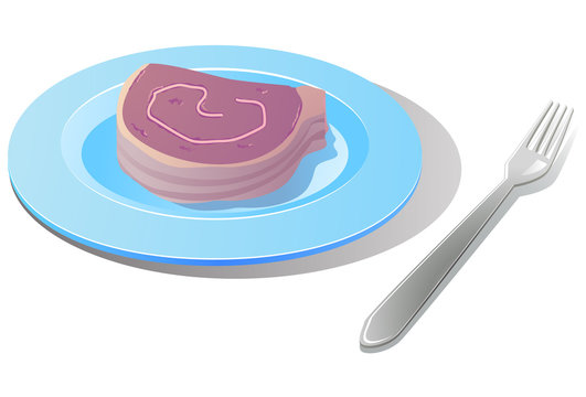 Roll cake on plate with fork