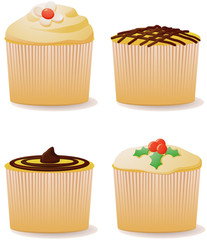 Four cupcakes vector images