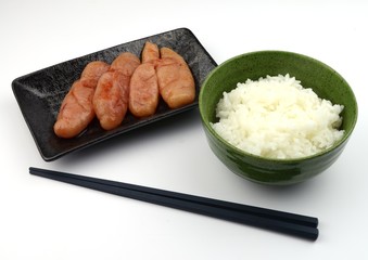 ご飯と辛子明太子