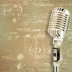 abstract grunge background with retro microphone