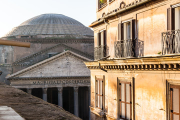 Fototapeta premium Windows of historical building in the center of Rome