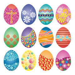Set of Decorated Easter Eggs Isolated on White Background