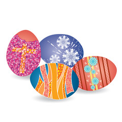Set of Decorated Easter Eggs Isolated on White Background