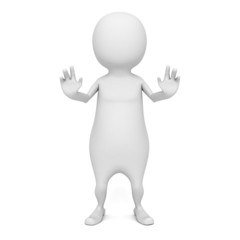 White 3d Man Standing And STOP Gesturing
