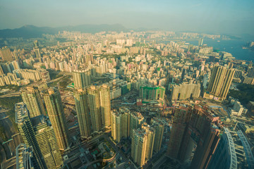 Cityscape of Hong Kong bird view from sky100.