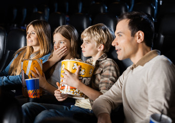 Family Watching Movie In Theater