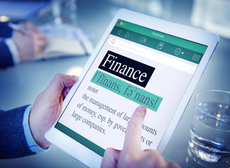 Finance Meaning Dictionary Digital Tablet Office Browsing Concep