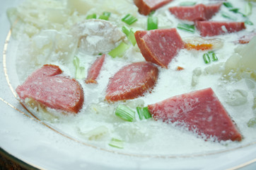 Creamy Cabbage  Kielbasa Soup