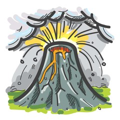 Volcano Vector Drawing