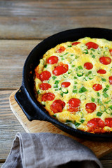 Frittata in a frying pan