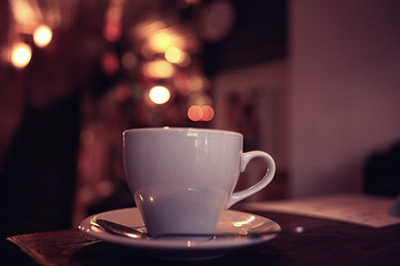 cup and teapot in cafe interior coffee tea utensils
