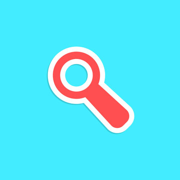 red magnifier icon sticker