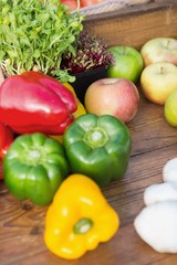 Table of fresh produce at market